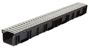 Лоток водоотводный Gidrolica Light ЛВ 1000*115*95мм с оцинкованной решеткой РВ кл А 080066