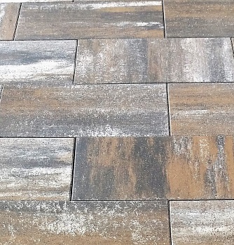 Тротуарная плитка Ильмоде Антико 248*68*60мм колорит монблан (бело-оранжево-черный) (11,76м2) 0,98м2-ряд Ландшафт