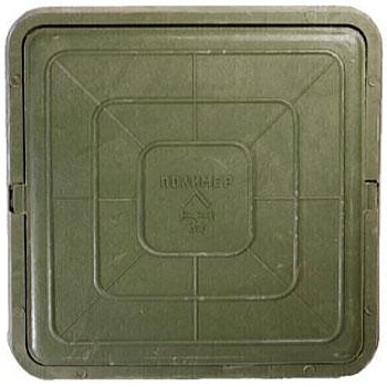 Люк КВАДРАТ средний 550/550/60 мм (3т) ЗЕЛЕНЫЙ полимерпесчаный