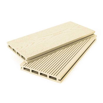 Террасная доска Grand Line 140 мм вельвет и тиснение Слоновая кость 3м