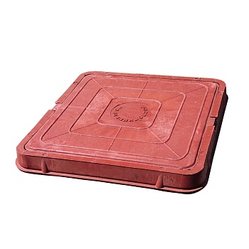 Люк КВАДРАТ малый 400/400/60 мм (1,5т) КРАСНЫЙ полимерпесчаный