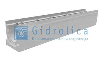 Лоток водоотводный коробчатый Gidrolica (СО-100м мм) с оцинкованной накладкой KU 1000*163(100)*215(175)мм BGU-Z №10-0