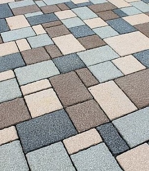 Тротуарная плитка Сан-Марко 60мм (Новый город) бело-коричнево-черный (12,96м2 в ряду 1,08м2) Ландшафт