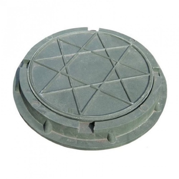 Люк КРУГЛЫЙ малый 460/60 (1,5т) СЕРЫЙ полимерпесчаный